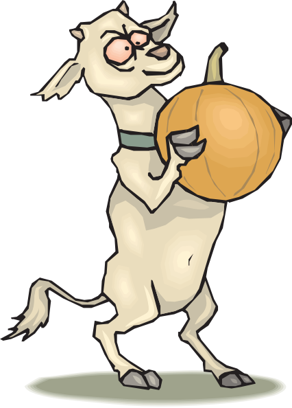426x594 Crazy Goat With A Pumpkin Clip Art