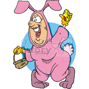 300x300 Royalty Free Crazy Lady In Pink Easter Bunny Suit 144339 Vector