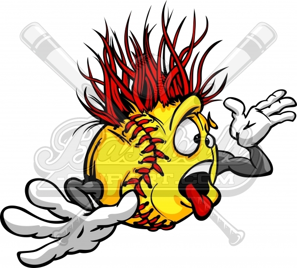 590x532 Crazy Softball Clipart. Crazy Cartoon Softball Madness Image.