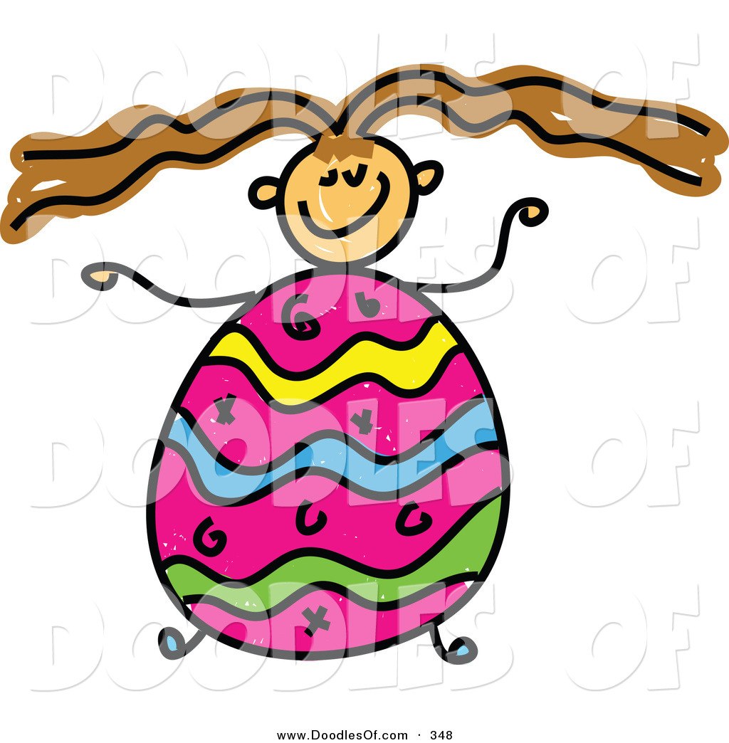 1024x1044 Vector Clipart Of A Childs Sketch Of A Girl With An Easter Egg
