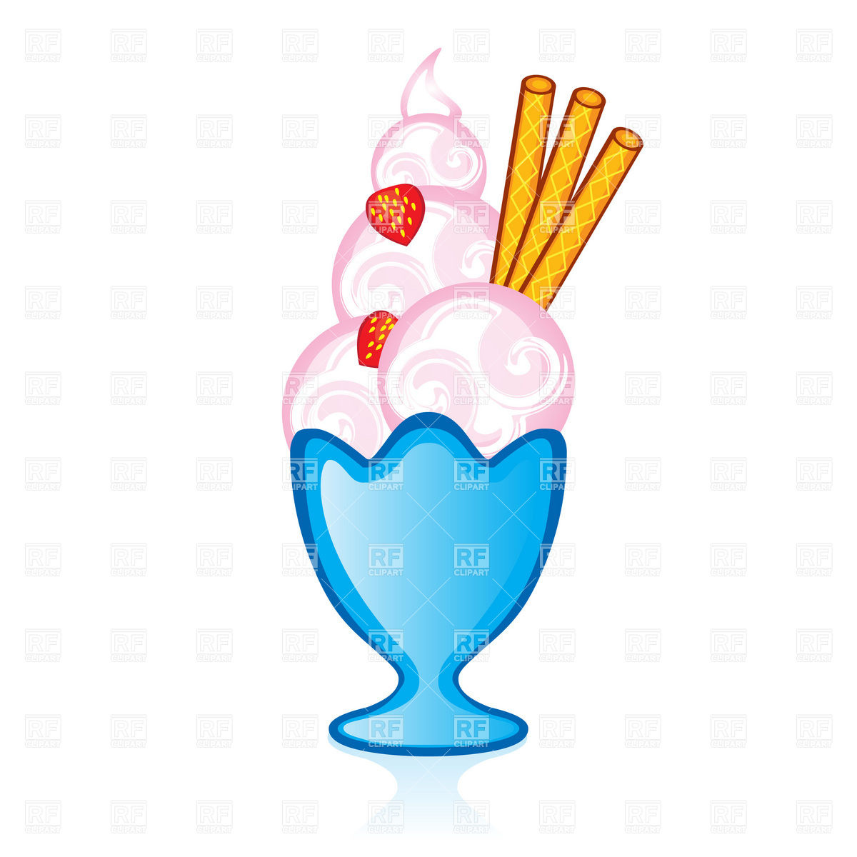 1200x1200 Strawberry Ice Cream Ball In Glass Vase Royalty Free Vector Clip
