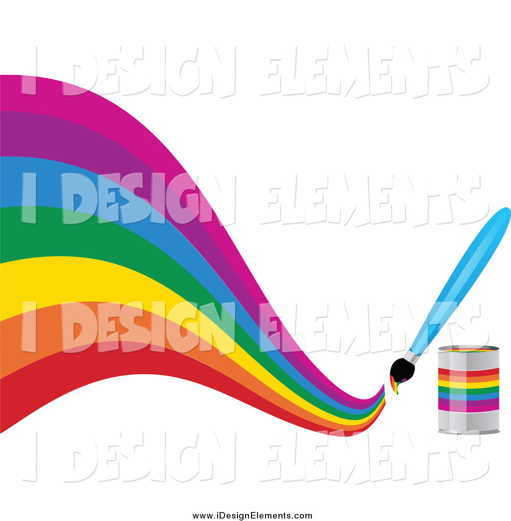 1024x1044 Clip Art Of A Paintbrush Making A Creative Curvy Rainbow On White