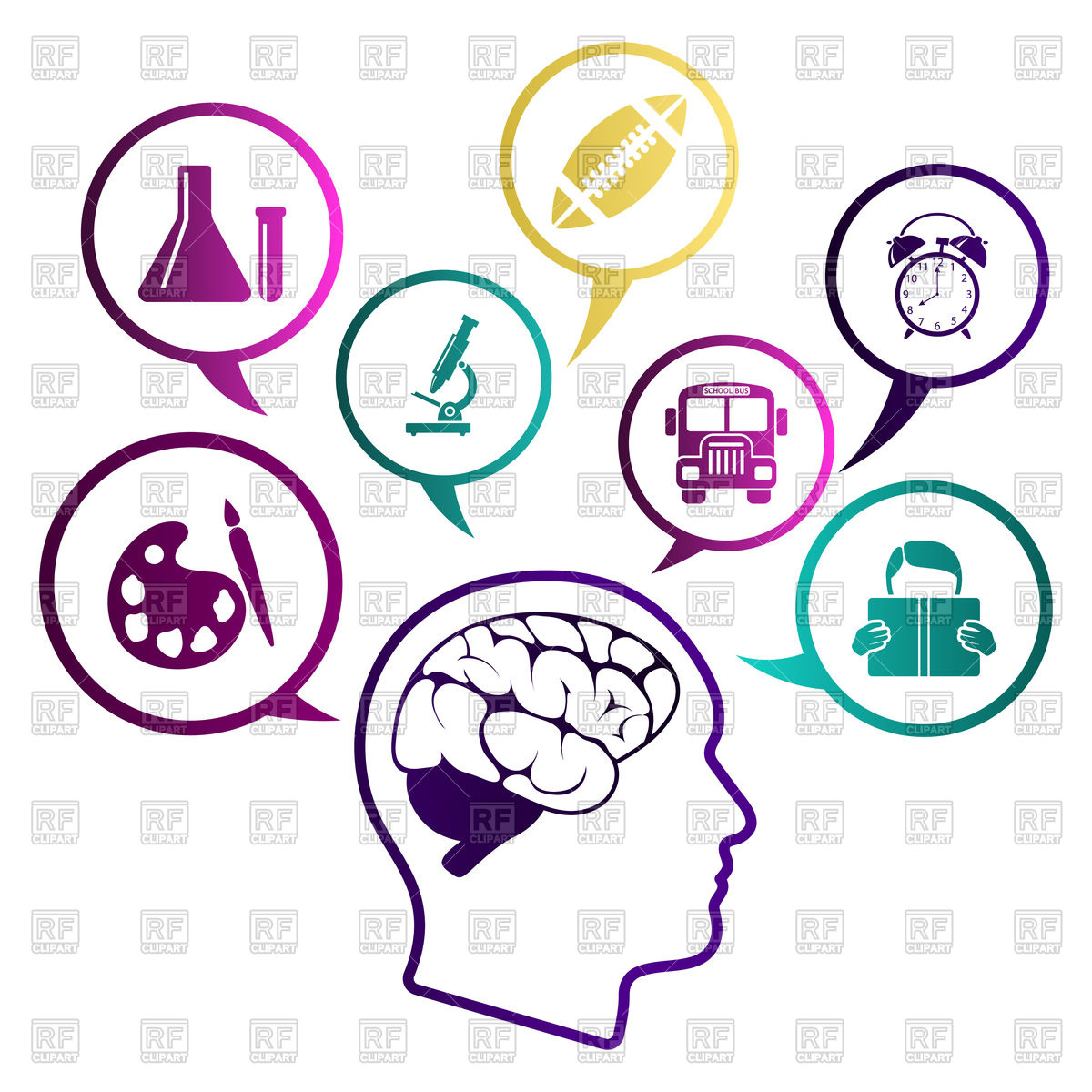 1200x1200 Creative School Design With Icons Royalty Free Vector Clip Art