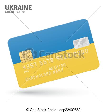 450x470 Credit Card With Ukraine Flag Background For Bank, Clip Art