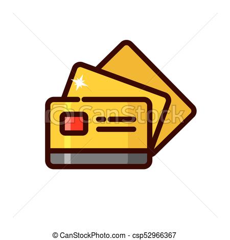 450x470 Gold Credit Card Vector Illustration, Outline Style Icon Clip Art