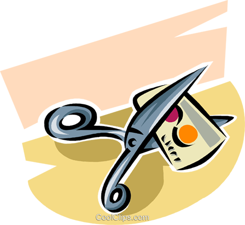480x442 Cutting Up A Credit Card With Scissors Royalty Free Vector Clip