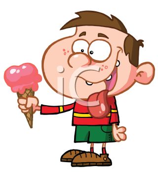 320x350 Cartoon Of A Creepy Looking Kid Eating An Ice Cream Cone