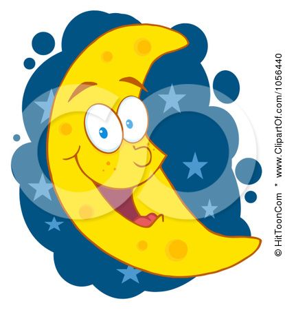 415x450 Royalty Free Vector Clip Art Illustration Of A Happy Crescent Moon