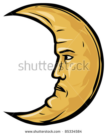 373x470 Crescent Moon Face Outline Clipart