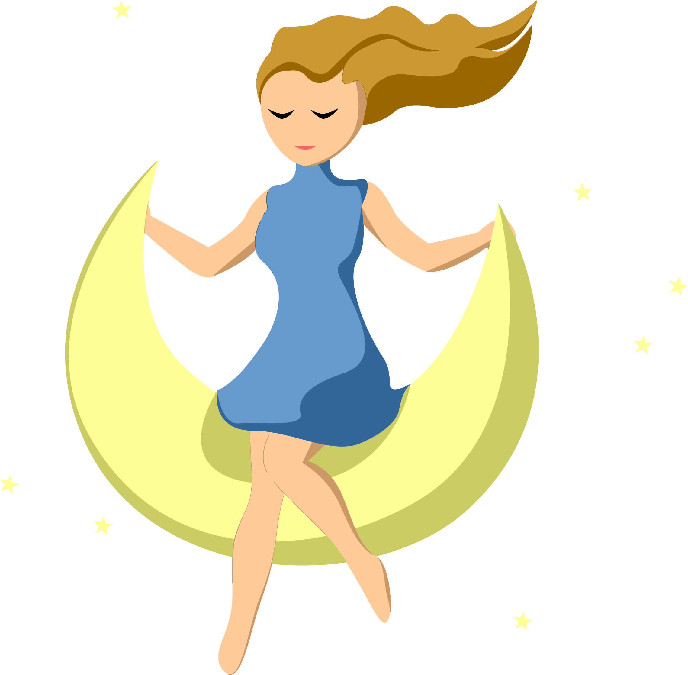 2278x2234 Girl On Crescent Moon Icons Png