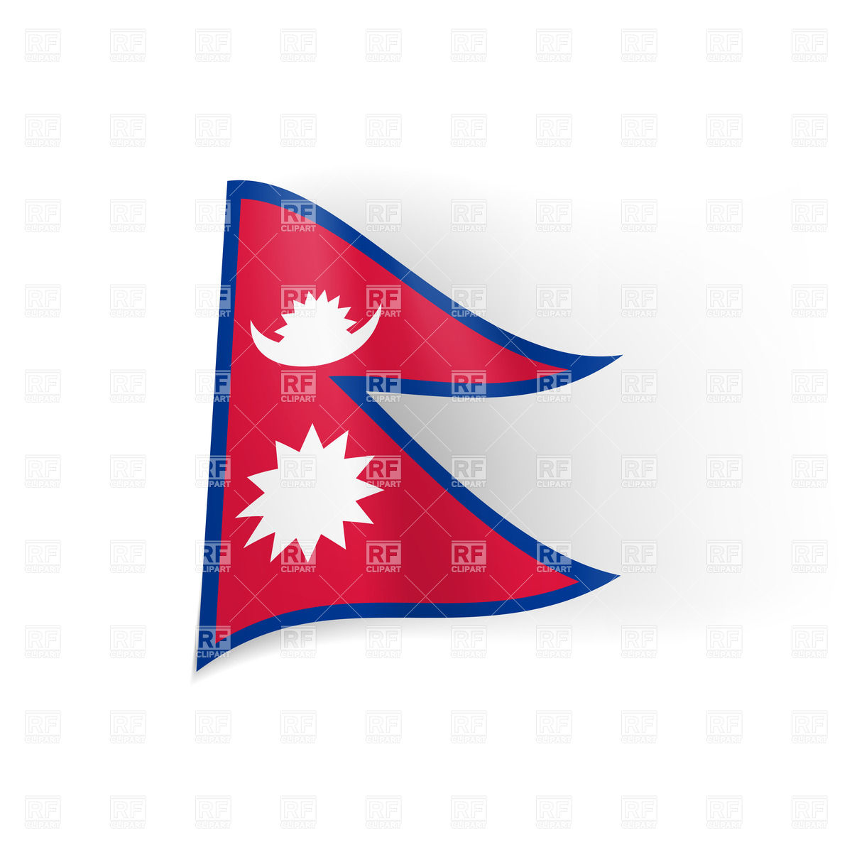 1200x1200 Wavy National Flag Of Nepal White Star And Crescent Moon Royalty