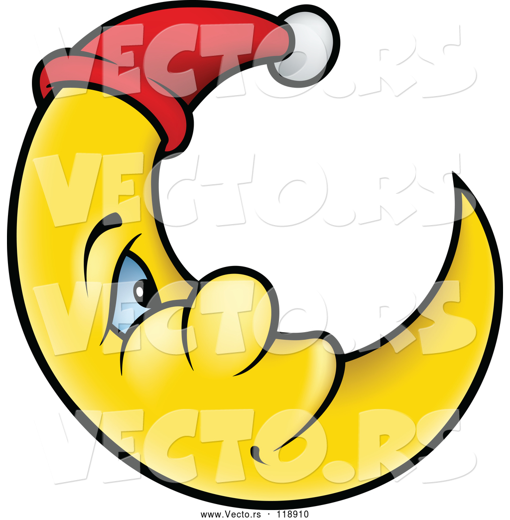 1024x1044 Cartoon Vector Of Smiling Crescent Moon With A Night Cap By Dero