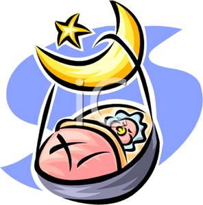 296x300 Clip Art Image A Baby Cradle Hanging From The Crescent Moon
