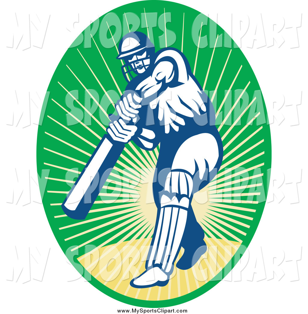 1024x1044 Sports Clip Art Of A Cricket Batsman In A Green And Yellow Sunset