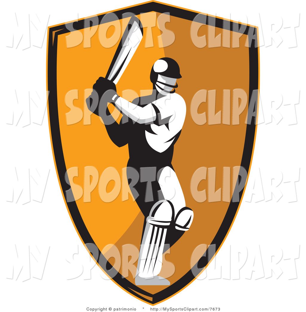 1024x1044 Sports Clip Art Of A Cricket Batsman Over An Orange Background By