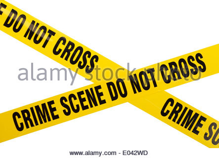 443x320 Yellow Police Crime Scene Tape And Handgun With Spent Bullet, Uk