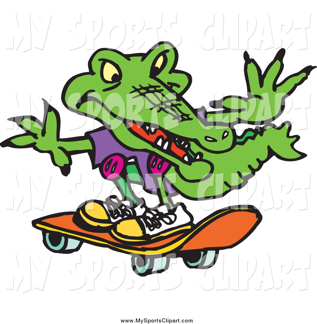 1024x1044 Sports Clip Art Of A Green Crocodile Skateboarding By Dennis
