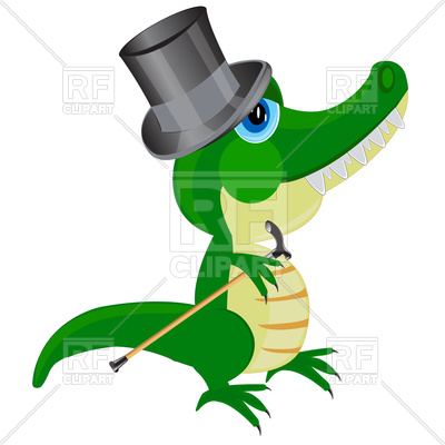 400x400 Cartoon Crocodile In Top Hat Royalty Free Vector Clip Art Image