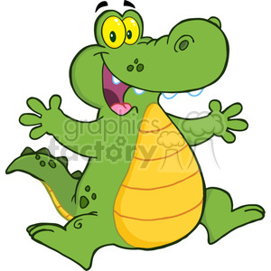 300x300 Royalty Free 102535 Cartoon Clipart Happy Aligator Or Crocodile