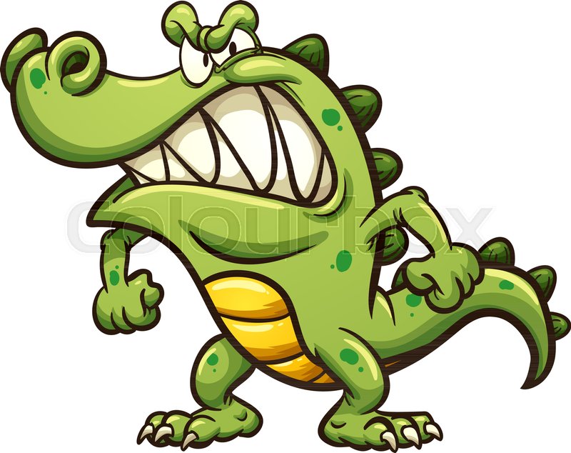800x634 Angry Cartoon Crocodile. Vector Clip Art Illustration With Simple
