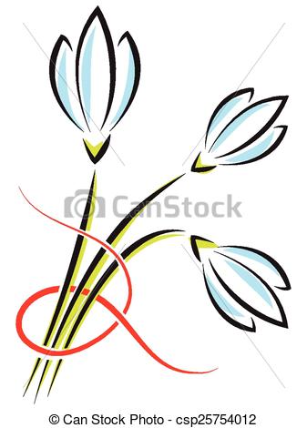 337x470 Vector Bouquet Of Spring Flowers. Crocuses Or Snowdrops