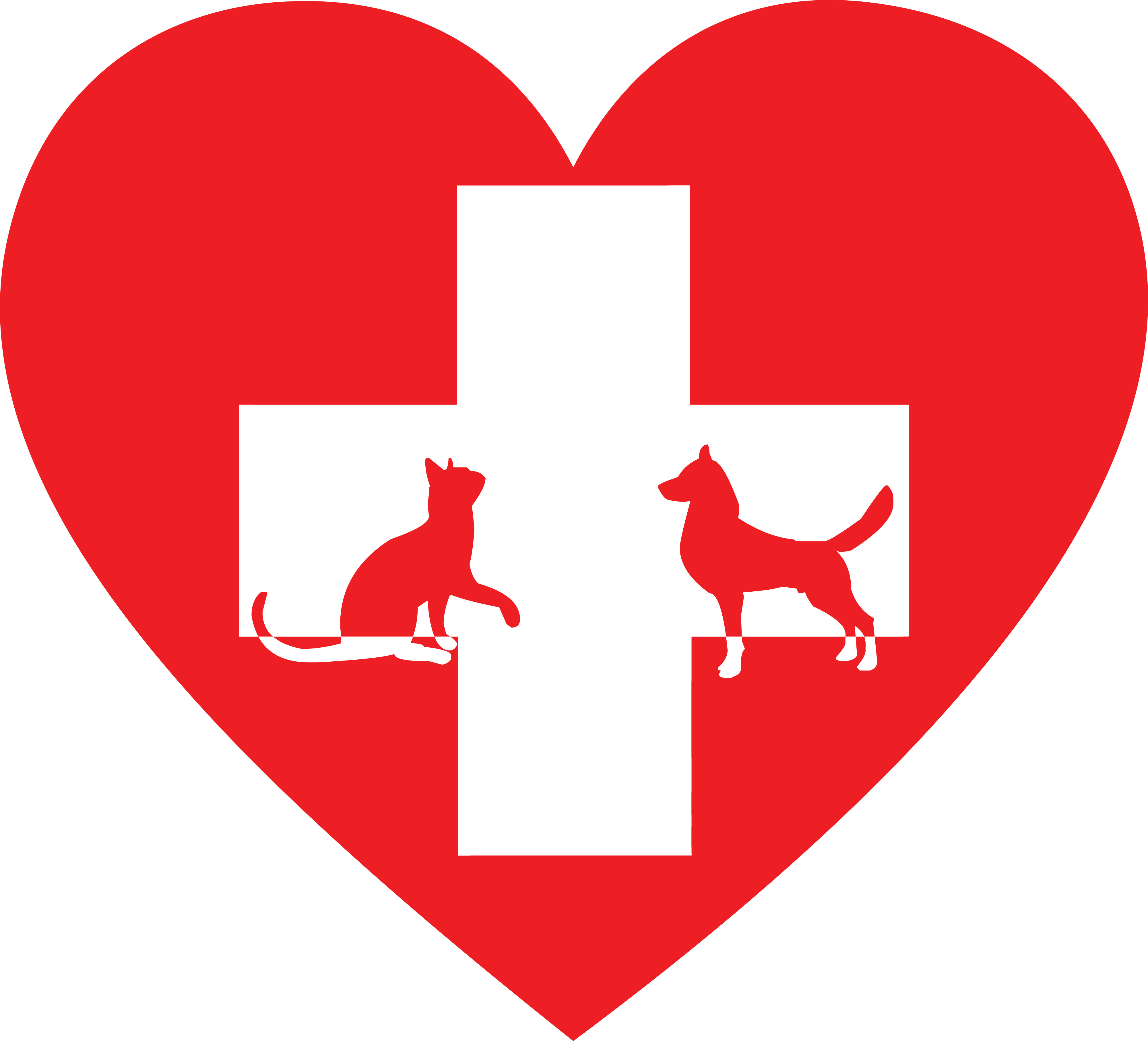 4000x3628 Free Clipart Of A Silhouetted Cat And Dog With A Red Pet Clinic