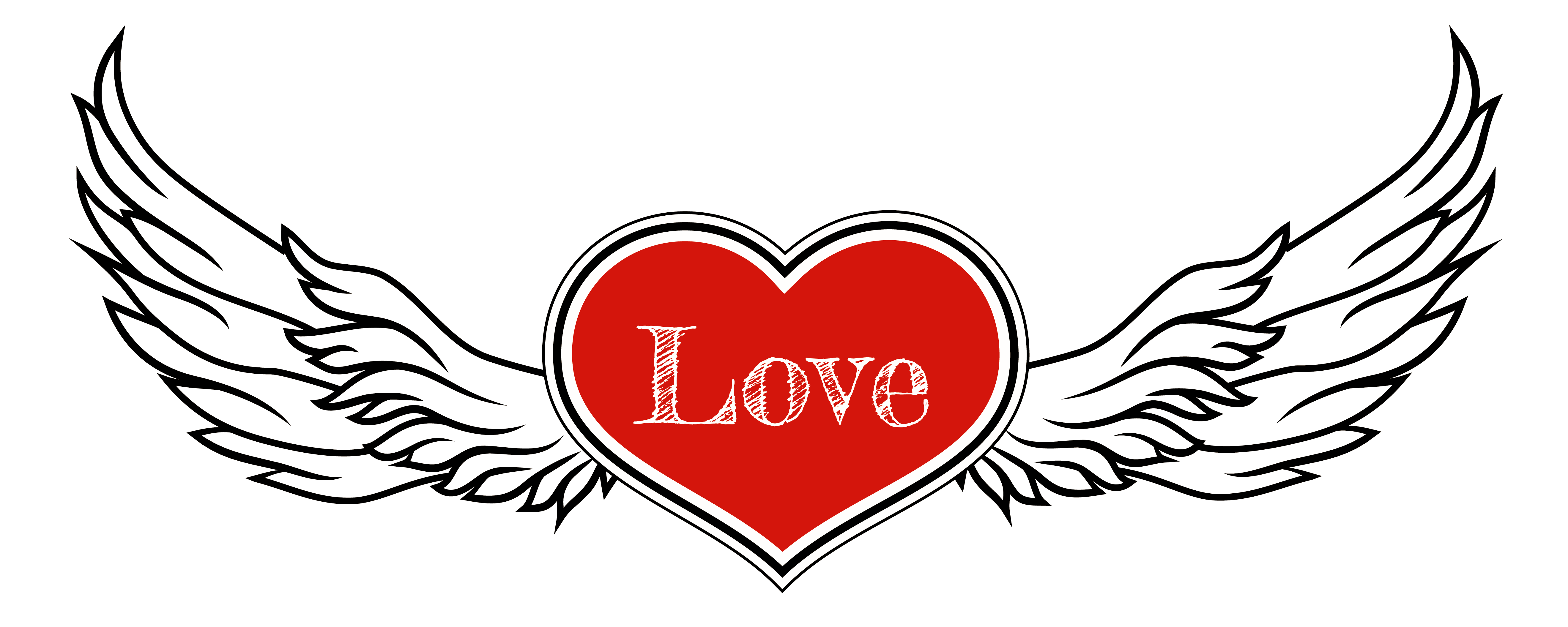 5277x2111 Heart With Wings Clipart
