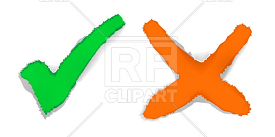 400x200 Tick And Cross With Ripped Paper Edge Royalty Free Vector Clip Art