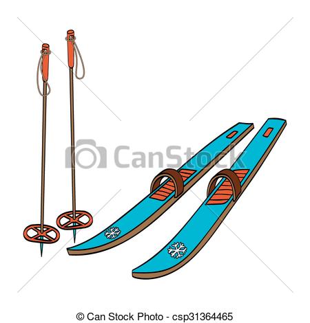 450x470 Clipart Ski Vector Illustration Of A Cross Country Old Fashioned