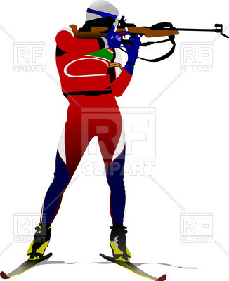 326x400 Biathlon Runner Shoots Royalty Free Vector Clip Art Image