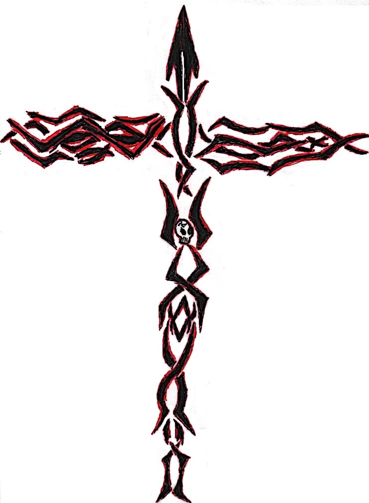 742x1011 Tribal Cross Tattoo Design By Grimreaper990