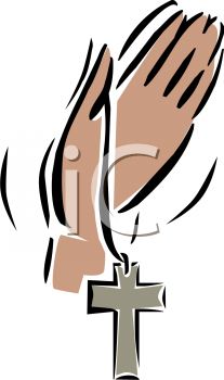 207x350 Cross With Praying Hands Clipart