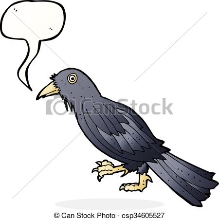 450x452 Cartoon Crow With Speech Bubble Vector Illustration