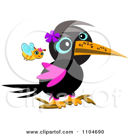 450x470 Clipart Happy Bee Following A Crow With A Tattooed Beak