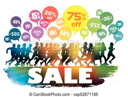 450x341 Crowd Of Customers. Sale. Crowd Of Running Customers. People