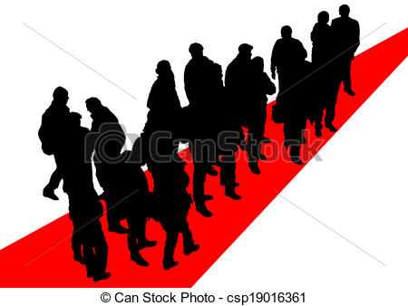 450x338 People On Red Road. Big Crowds People On Street Clip Art Vector