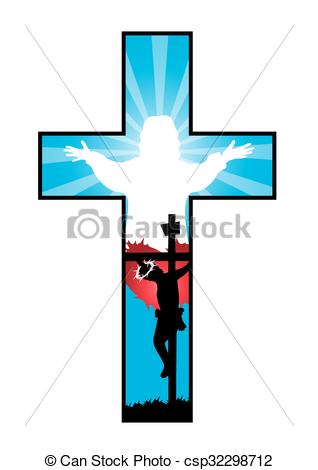 318x470 Christian Cross. Religion Cross With Crucifixion And Vector