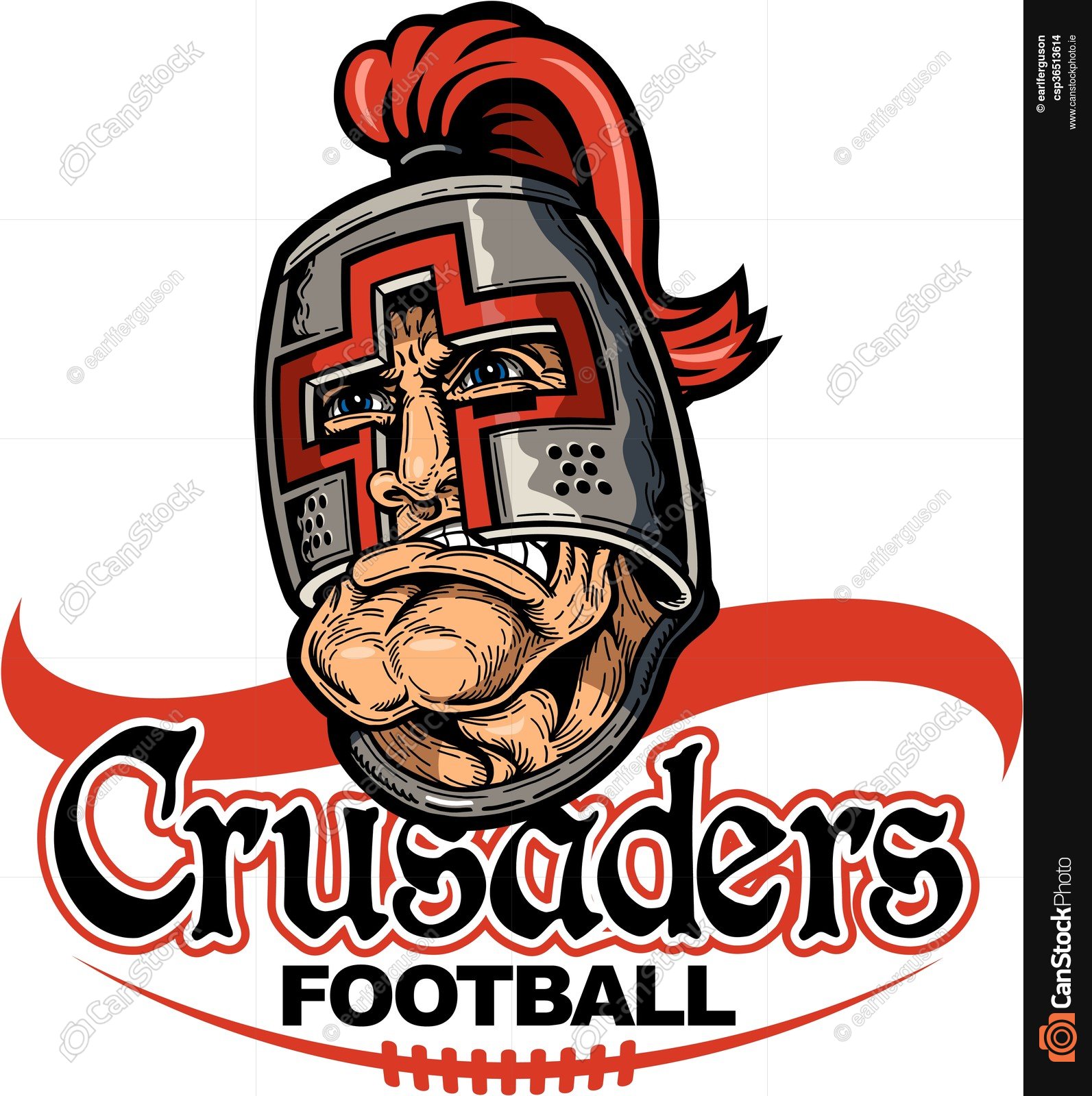 1593x1600 Crusaders Football Team Design With Mascot And Laces For Vector