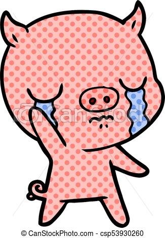 326x470 Cartoon Pig Crying Waving Goodbye Clip Art Vector