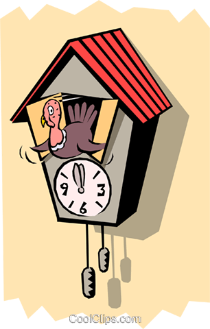 306x480 Cuckoo Clock With Turkey Royalty Free Vector Clip Art Illustration