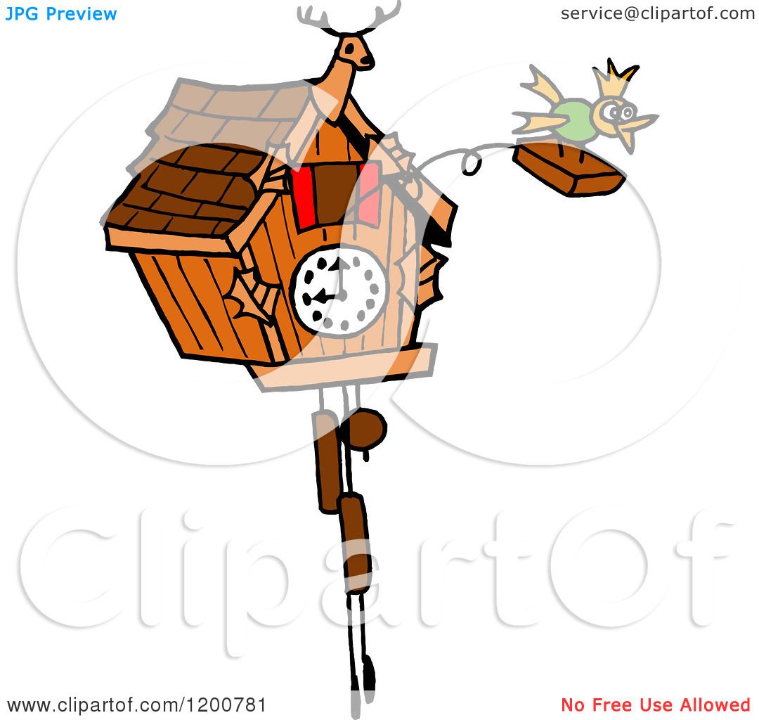 1080x1024 Cartoon Of A Bird Emerging From A Cuckoo Clock