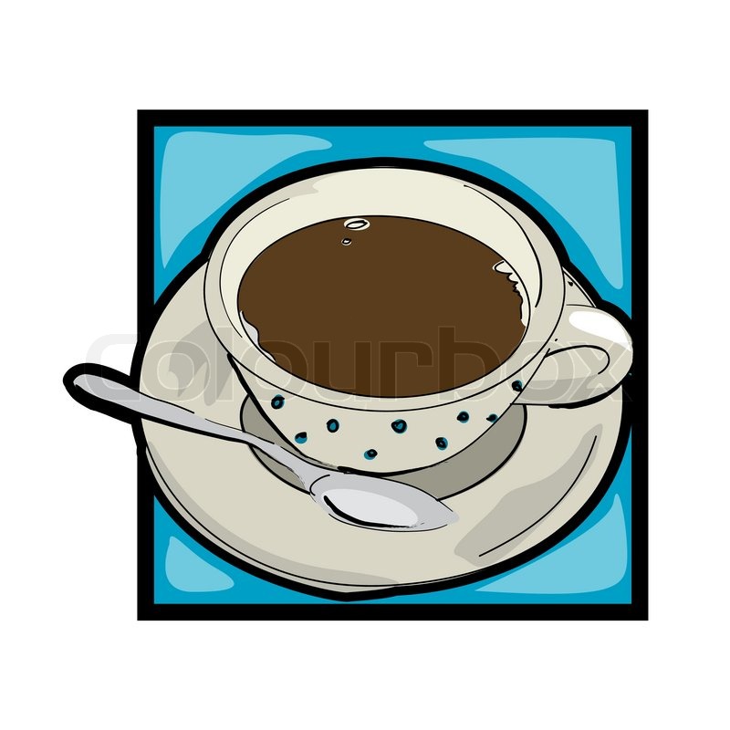 800x800 Classic Clip Art Graphic Icon With Coffee Cup And Spoon Stock