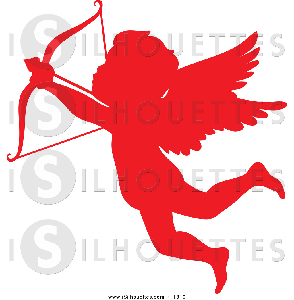 1024x1044 Clipart Of A Red Cupid Silhouette Flying And Shooting An Arrow By