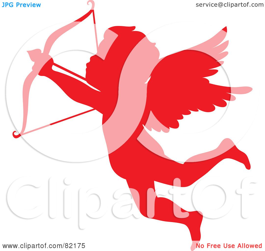 1080x1024 Royalty Free (Rf) Clipart Illustration Of A Red Cupid Silhouette