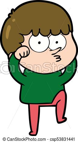 258x470 Cartoon Curious Boy Rubbing Eyes In Disbelief Eps Vector