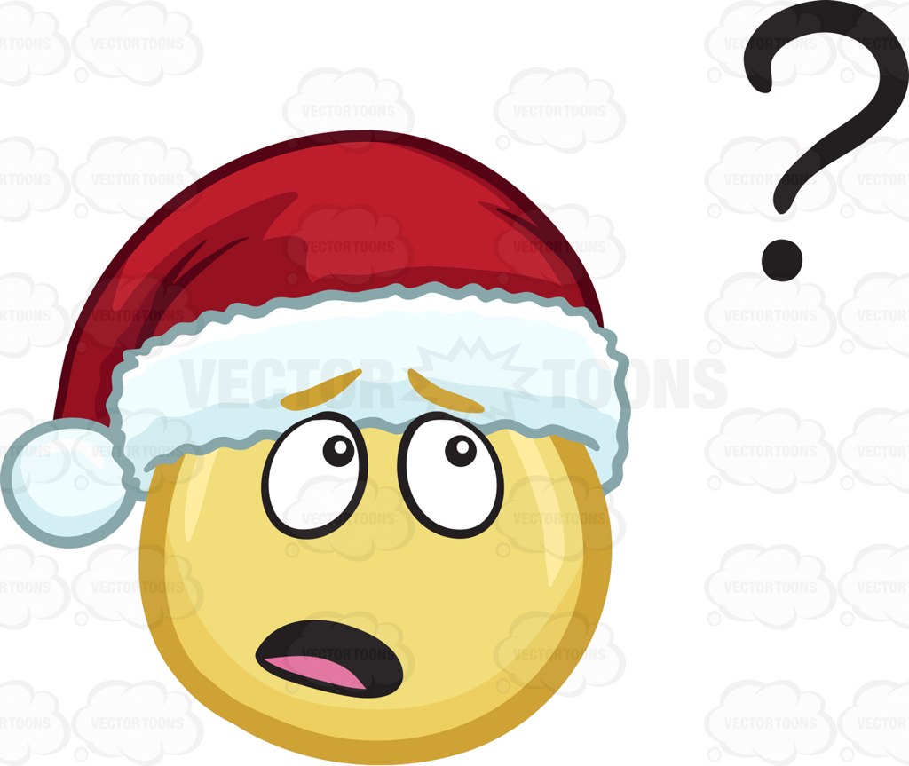 1024x863 A Curious Emoji Wearing A Santa Hat Cartoon Clipart Vector Toons