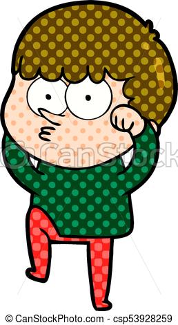 258x470 Cartoon Curious Boy Rubbing Eyes In Disbelief Clipart Vector