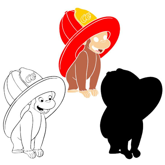 570x570 Curious George Svg Fire Helmet Dxf Layered Cut File Cricut