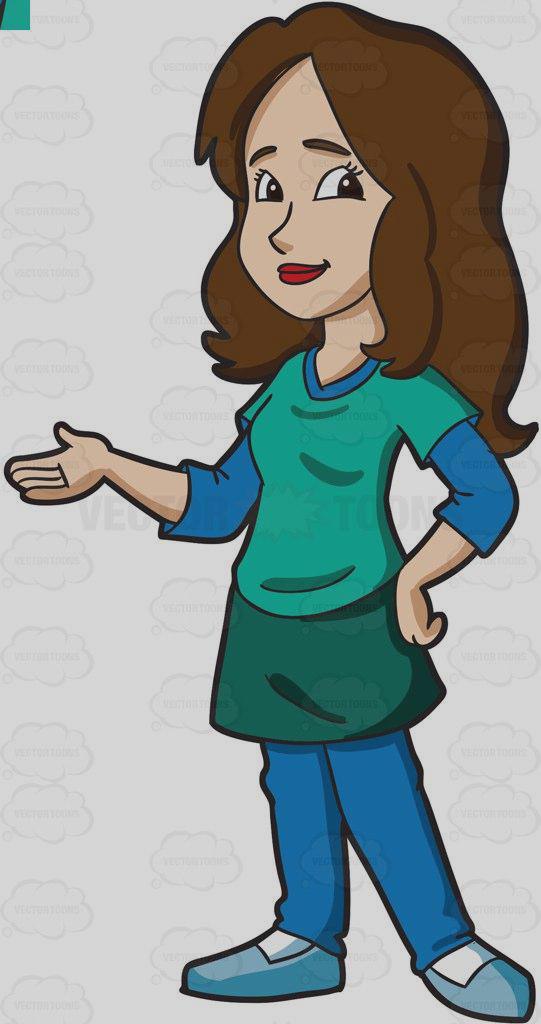 541x1024 Clip Art A Female High School Student With Long Brown Hair Cartoon