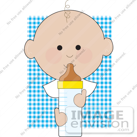 450x450 Clipart Of A Baby Boy With One Curly Hair, Drinking From A Bottle